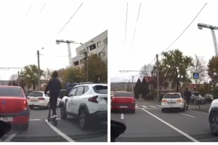 VIDEO. Accident șocant în Cluj-Napoca! Trotinetist inconștient, pus la pământ de o mașină. Scena, filmată LIVE de o cameră de bord