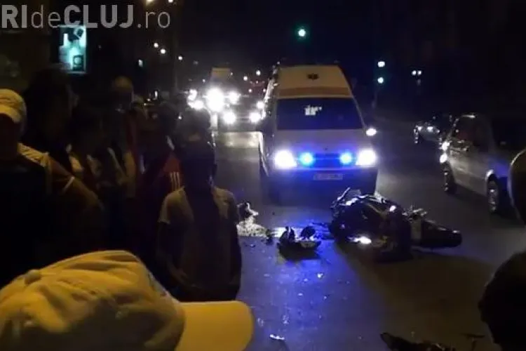 Motociclist accidentat in fata magazinului Materna din Turda! VIDEO