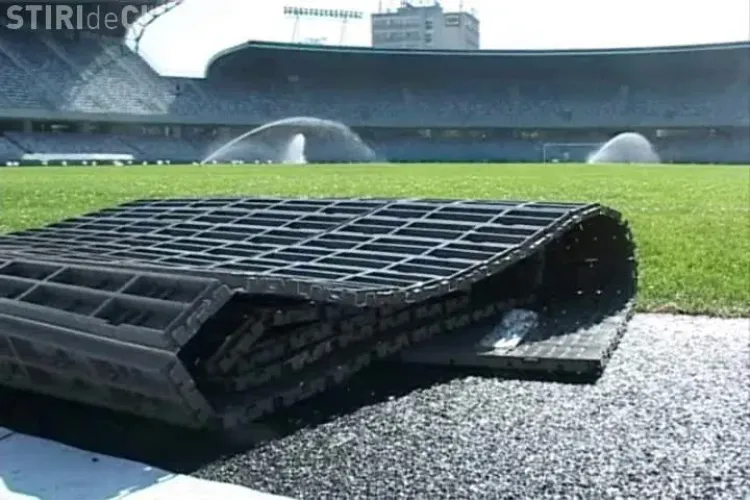 Cum arata grass cover -ul care va fi montat pe gazonul de pe Cluj Arena VIDEO