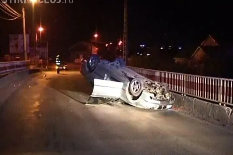 S-a rasturnat cu masina la intrare in Dej si a luat-o la sanatoasa VIDEO