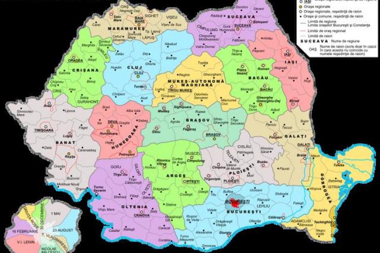 Romania, impartita pe regiuni dupa harta din 1960-1968! Clujul va creste FOTO