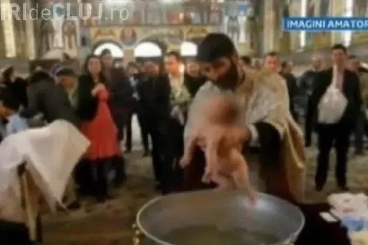 Un preot era sa inece un bebelus la botez VIDEO