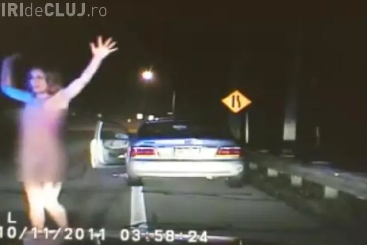 Soferita beata si dezbracata, oprita de politisti in trafic VIDEO