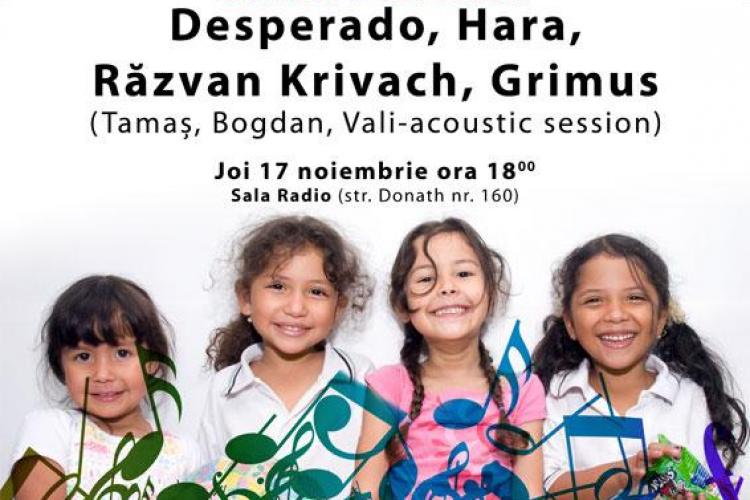 Desperado, Hara, Grimus si Razvan Krivaci canta joi la Cluj in cadrul unui concert caritabil "Ajuta un copil sa mearga la scoala"
