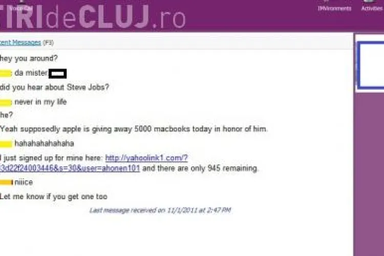 Un nou virus face ravagii pe messenger! Daca face conversatie cu tine despre Steve Jobs si te trimite la o pagina Apple, nu da click. E virus!