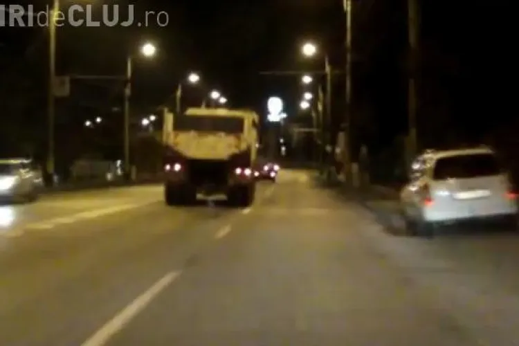 S-a intrecut cu basculanta pe Traian Vuia si a pierdut! VIDEO incredibil 