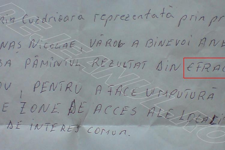 De tot rasul! Asa arata o cerere scrisa de un primar din judetul Cluj FOTO