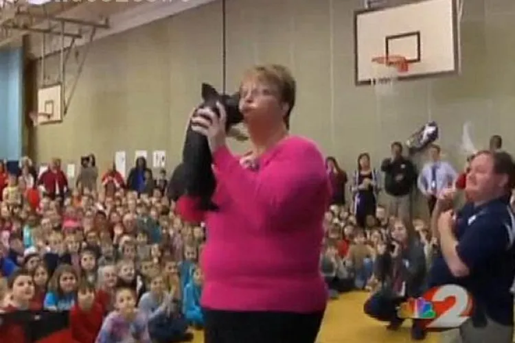 A pierdut pariul cu elevii sai si a fost nevoita sa pupe un porc in fata intregii scoli