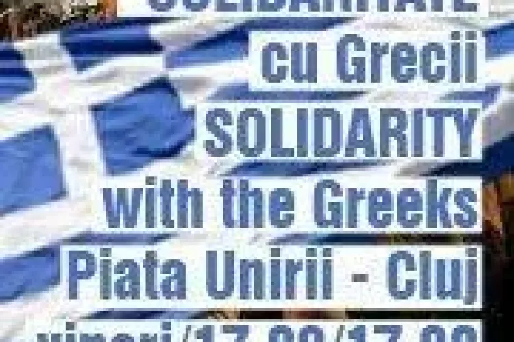 Clujenii solidarizeaza cu grecii. Protestele continua in Piata Unirii