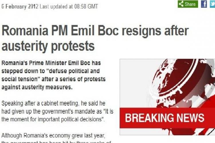 Vezi ce scrie BBC, dupa demisia lui Boc