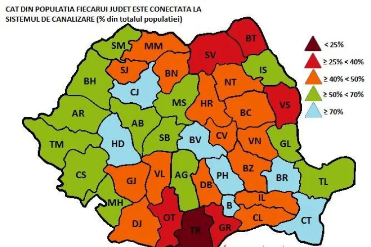 Clujul, pe locul 1 in tara in privinta gospodariilor care au dus sau toaleta in casa! VEZI harta