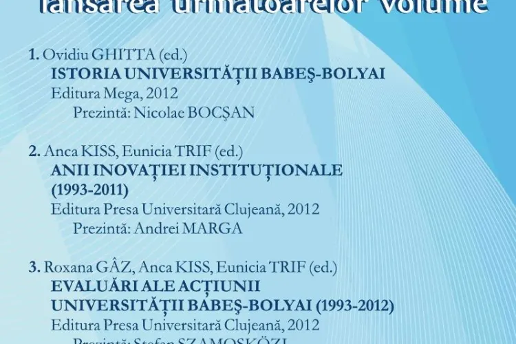 UBB lanseaza luni, de la ora 11:00, patru volume