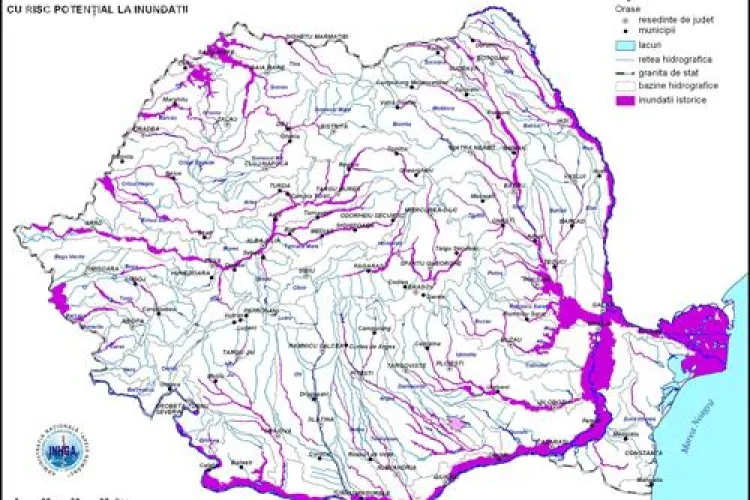 Risc sporit de inundatii! VEZI HARTA zonelor cu probleme