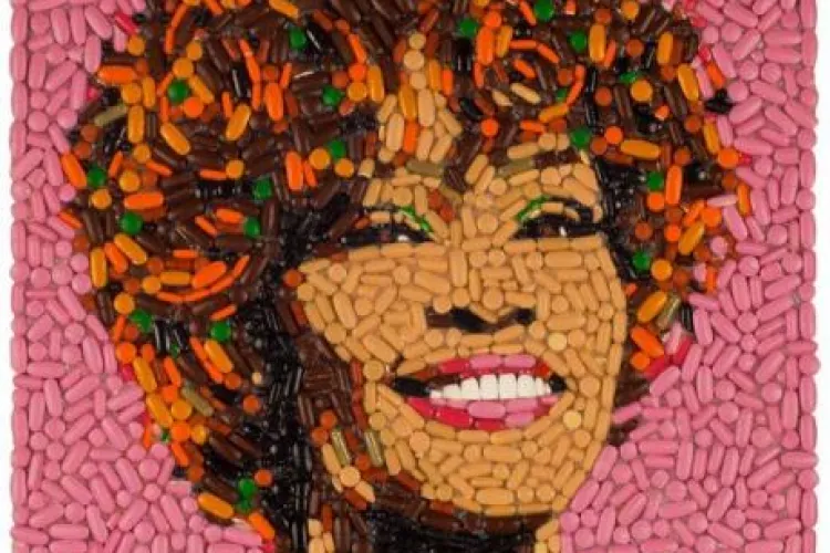Portretul lui Whitney Houston realizat din pastile! FOTO