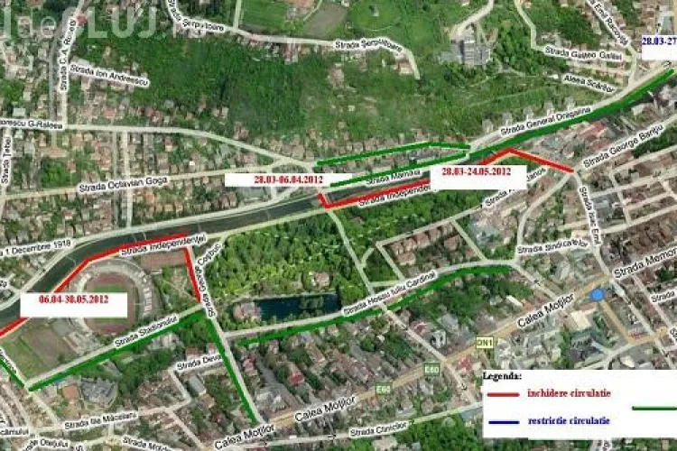 Strazi inchise din Manastur pana pe Horea, pentru lucrarile la linia de tramvai