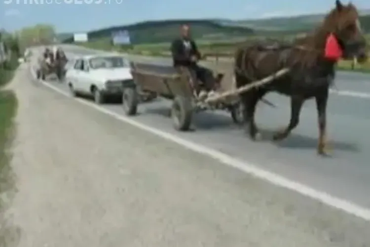 Dacia trasa de caruta pe DN 1, la Martinesti, ca intr-un film de Kusturica VIDEO