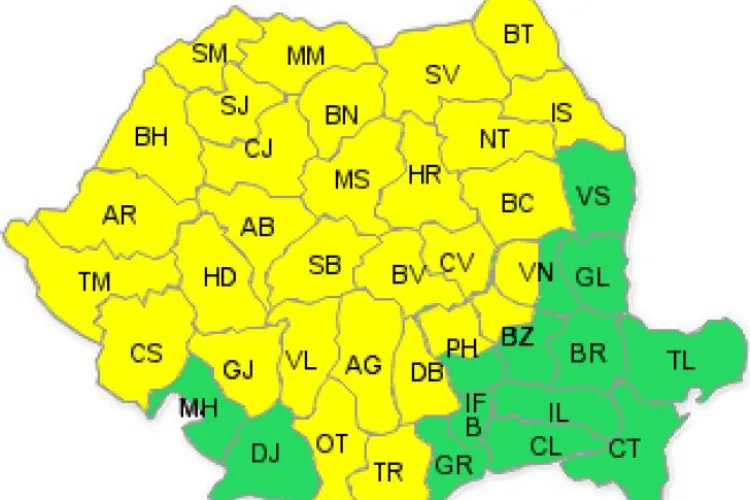 COD GALBEN de vreme rece! Cum va fi vremea in judetul Cluj. Vezi HARTA