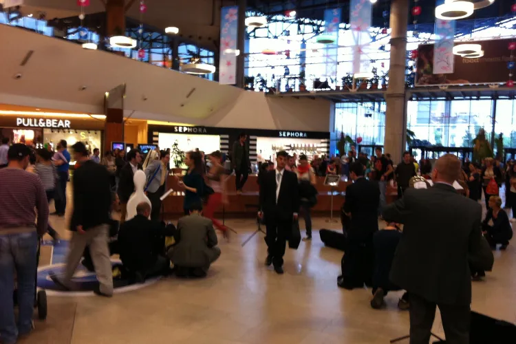 Un grup de instrumentisti a facut spectacol in Iulius Mall Cluj! Flash mob muzical de succes VIDEO