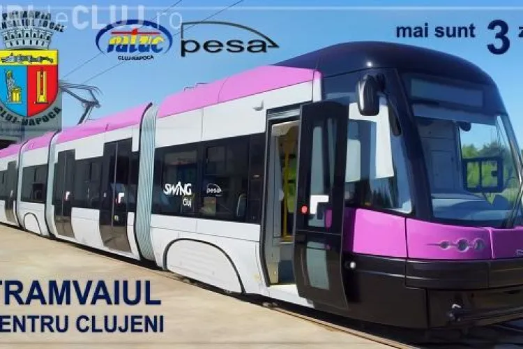 Tramvaiul modern cu WIFI a ajuns la Cluj-Napoca! Este prezentat pe strada Primaverii FOTO