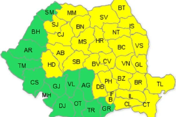 Atentionare METEO valabila pana la ora 18.00