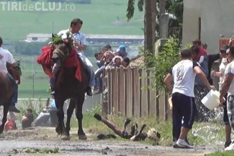 Un barbat a fost lovit de un cal la "Impanatul boului" in Manastirea FOTO si VIDEO