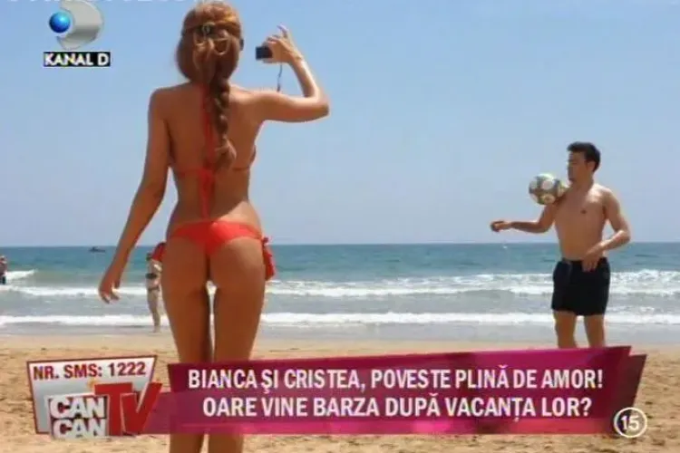 Bianca Dragusanu si 'Printul" Cristea au jucat fotbal pe plaja in Spania