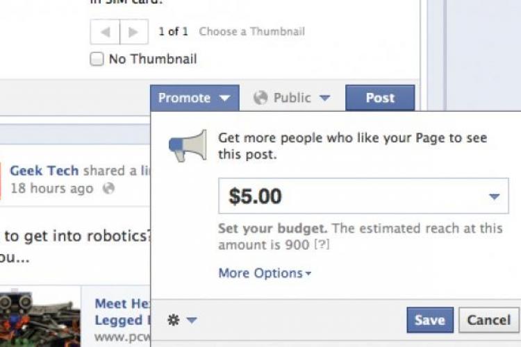 Facebook a creat un serviciu de postari platite