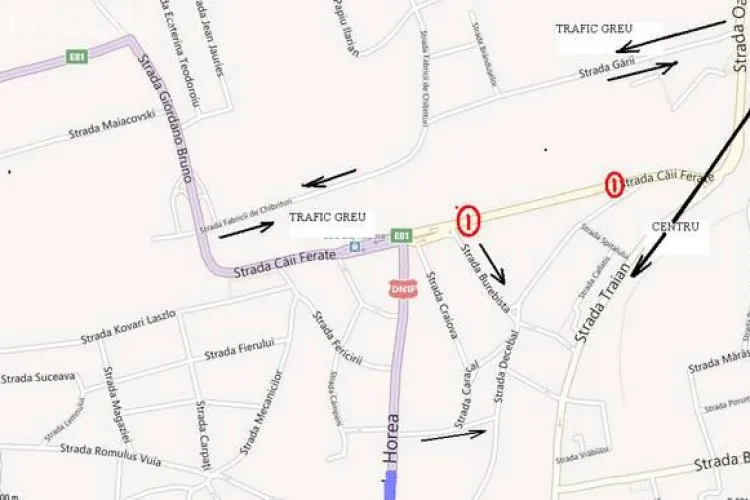 Se închide circulaţia rutieră pe strada Căii Ferate, între străzile Decebal şi Burebista 