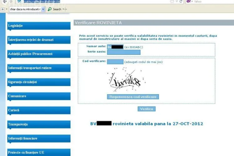 APLICAŢIE: Verifică-ţi online valabilitatea rovinietei