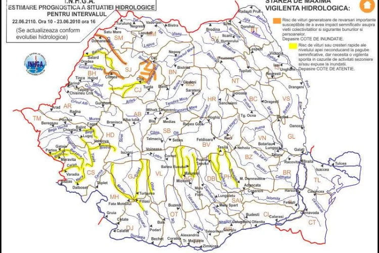 O noua avertizare Cod portocaliu de inundatii si viituri pentru mai multe rauri din Cluj