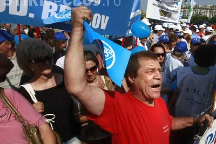 Sindicalistii protesteaza la Cotroceni, iar liderii sunt la un congres in Canada