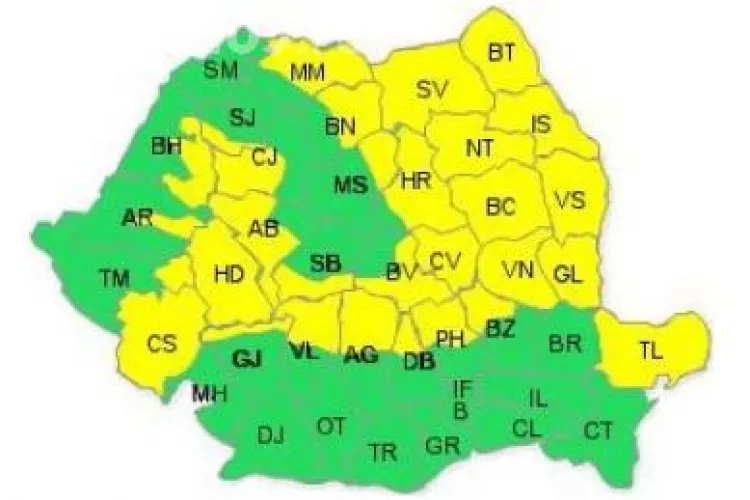 Cod galben de ploi torentiale in judetul Cluj. Cod portocaliu de inundatii si viituri