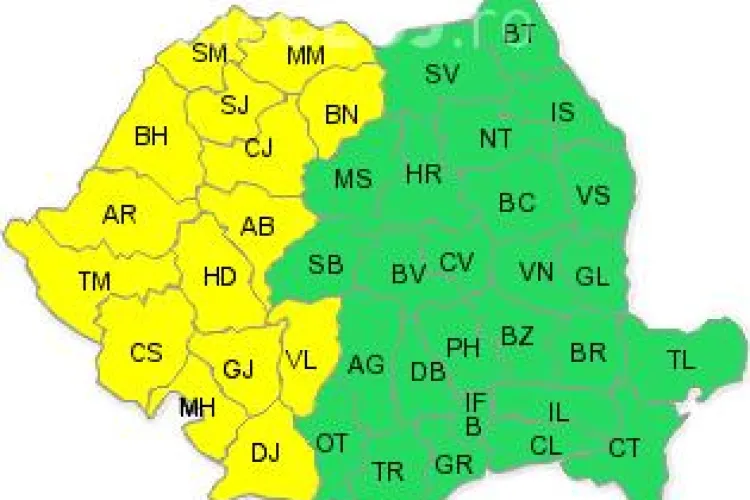 Cod galben de vijelie si grindina la Cluj