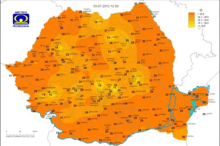 Care sunt cele mai răcoroase locuri din județul Cluj VEZI HARTA