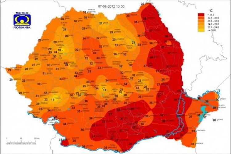 Cele mai răcoroase puncte din județul Cluj. VEZI HARTA temperaturilor