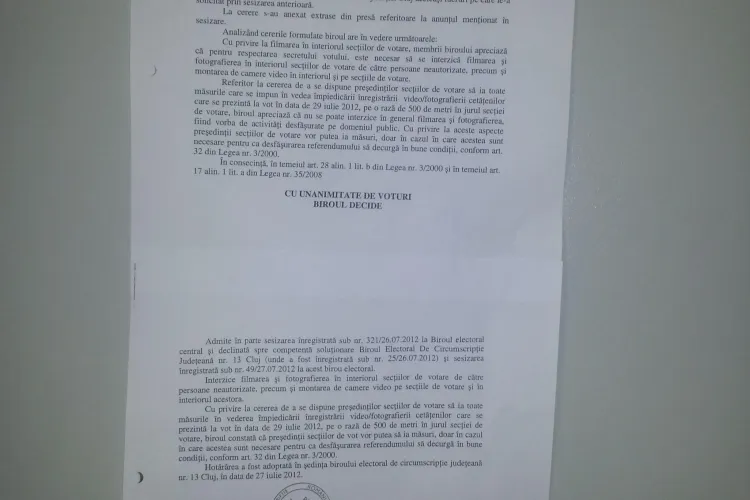 Preşedintele PDS Cluj, Remus Lăpuşan a sesizat BEJ cu privire la camerele video. Cererea a fost ACCEPTATĂ!