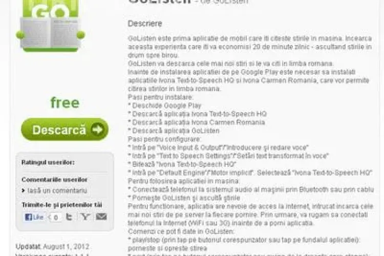 Mediafax Group lansează Go Listen, prima aplicaţie Android care le citeşte utilizatorilor ştirile