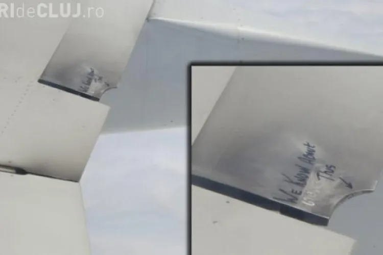 Mesajul straniu de pe aripa unui avion: "We know about this"