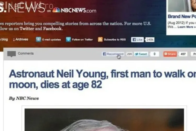 Greşeală URIAŞĂ făcută de NBC la moartea lui Neil Armstrong