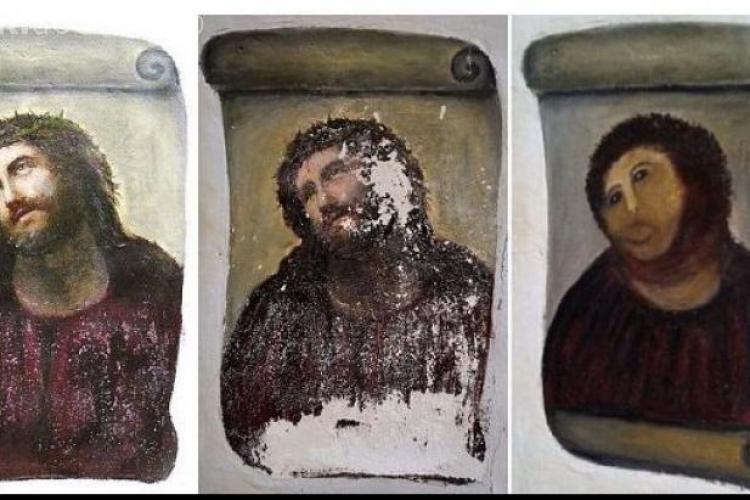 Frescă distrusă după restaurare. Iisus seamănă cu o maimuță VIDEO