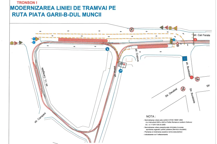 Restricții de circulație în intersecție Piața Gării - strada Horea și restrictii de circulație pe strada Oașului