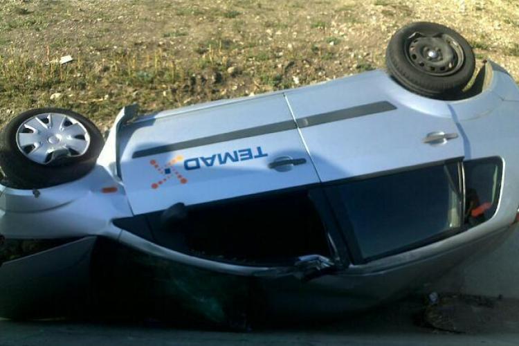 Mașină răsturnată pe centura Cluj-Napoca - Apahida