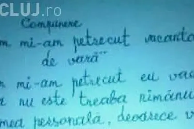 Compunere ULUITOARE a unui elev pus de profesoară să scrie ce a făcut în vacanţa de vară
