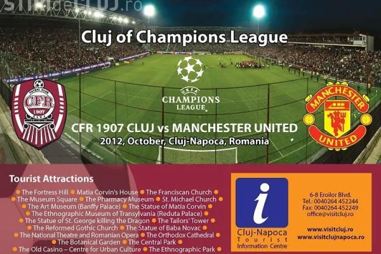 CFR CLUJ - MANCHESTER UNITED. Meciul e transmis la Cluj-Napoca pe un ECRAN GIGANTIC - VIDEO