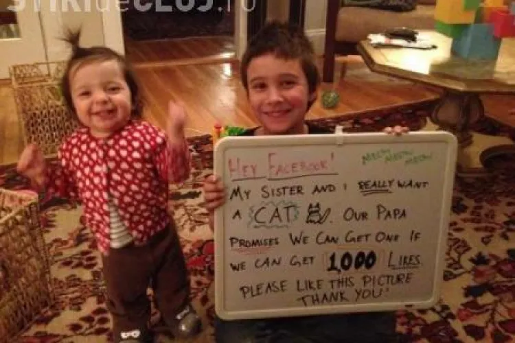 Pariu câştigat pe Facebook de doi copii. Fotografia lor a strâns peste 100.000 de like-uri
