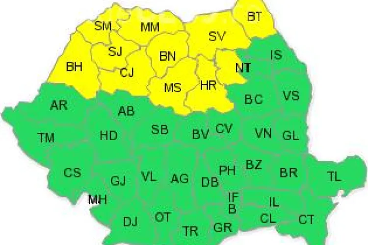 Codul galben de ploi puternice la Cluj a fost prelungit pana joi la ora 10.00