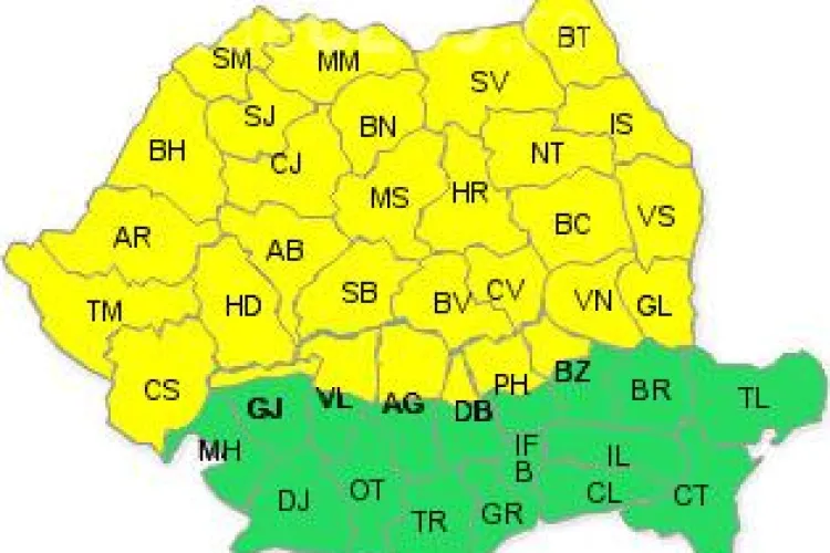 Avertizare Cod galben de ploi puternice, vijelie, grindina la Cluj