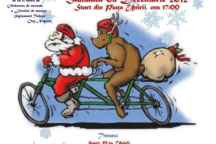 Ciclo-moșii ies pe stradă în Cluj-Napoca și le dau cadouri copiilor
