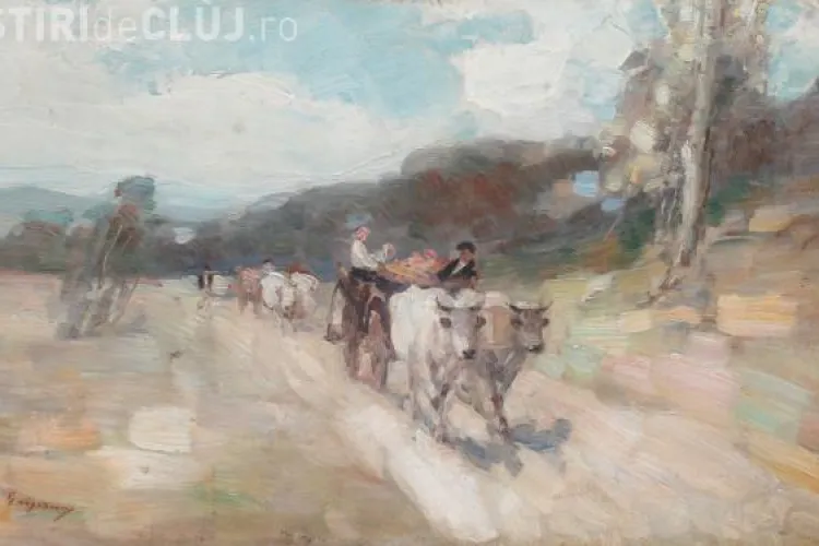 Pictura Carul cu boi a pictorului Grigorescu expusă la Cluj