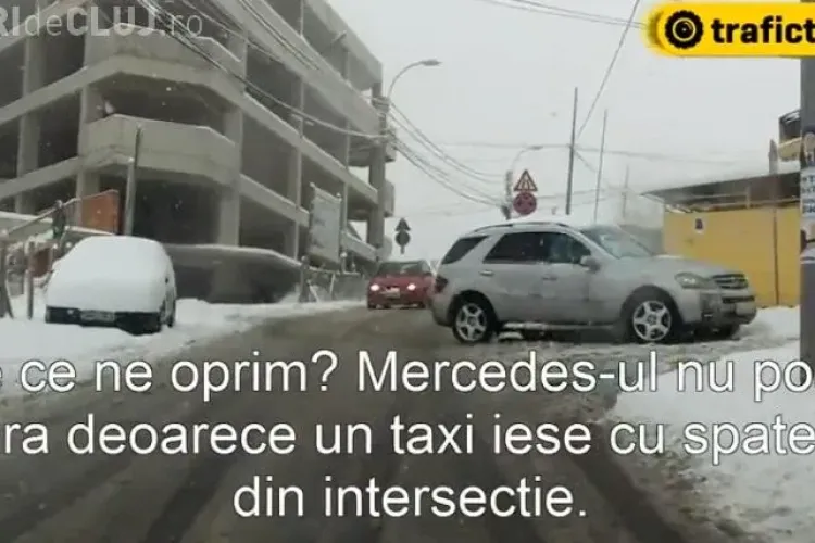 Când ninge șoferii din Cluj-Napoca sunt și mai INDISCIPLINAȚI - VIDEO